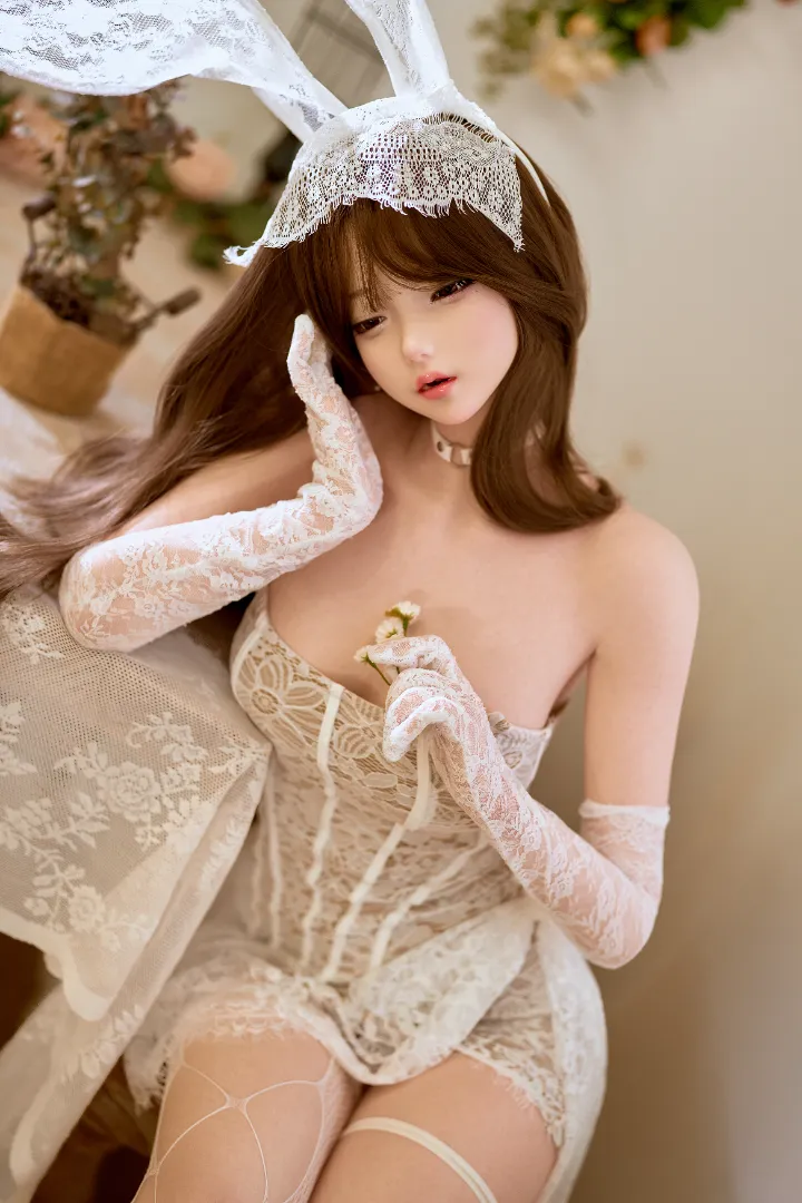 153cm (5ft0) Natural-Chest Real Skin Texture Silicone Sex Doll Moya, ROS Head